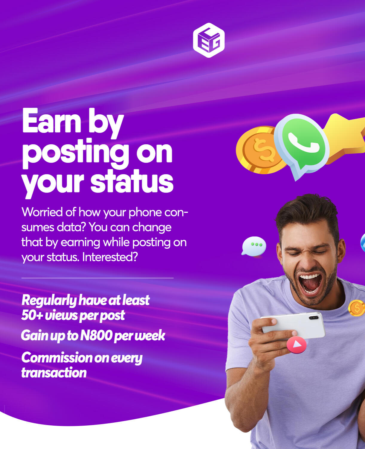 Earn by Posting on your status